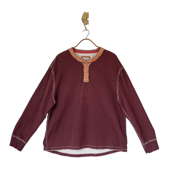 Carbon 2 Cobalt Men Kinetic Henley Shirt XXL Layered Distressed Y2K Style Rugged - Picture 1 of 14